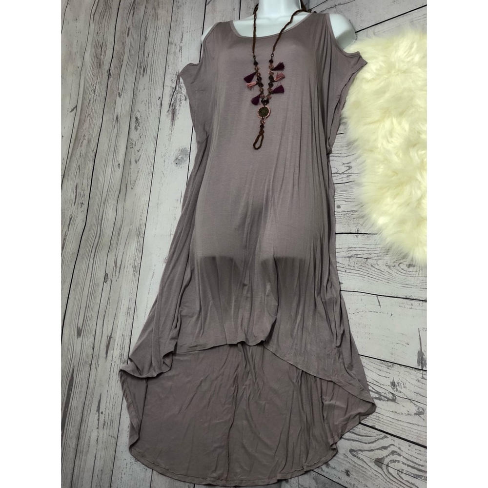 Off should dress tunic high low gray purple mauve boho dress top - Picture 5 of 6
